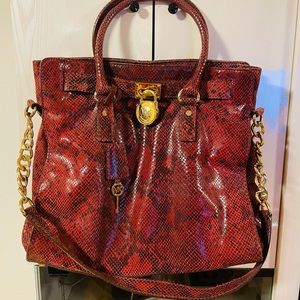 Michael Kors red snake skin purse 14x13